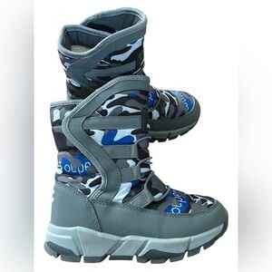 Hobibear Gray Camo Insulated Winter Snow Boots Faux Fur Lined Toddler Size 6